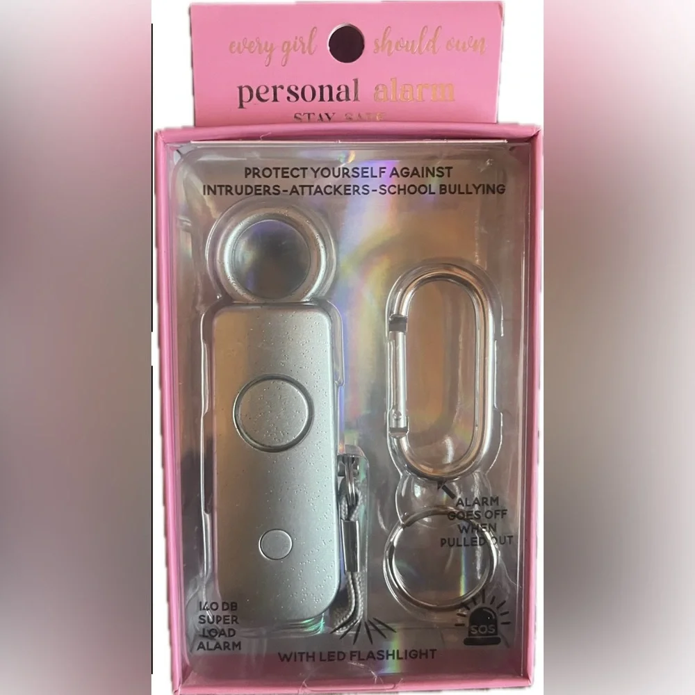 Simply Southern Personal Safety Alarm Keychain with LED Flashlight- Silver. New!
